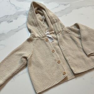 Knit Sweater with Hood for Baby | Cream Sweater 3-6M